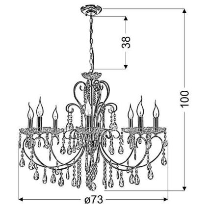 Lestenec na verigi AURORA 8xE14/40W/230V