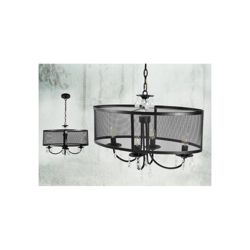 Lestenec na verigi BRESSO 4xE14/12W/230V črna