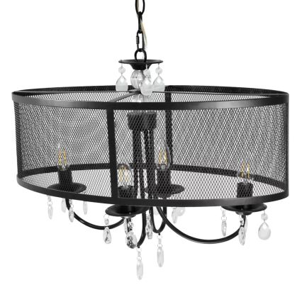 Lestenec na verigi BRESSO 4xE14/12W/230V črna