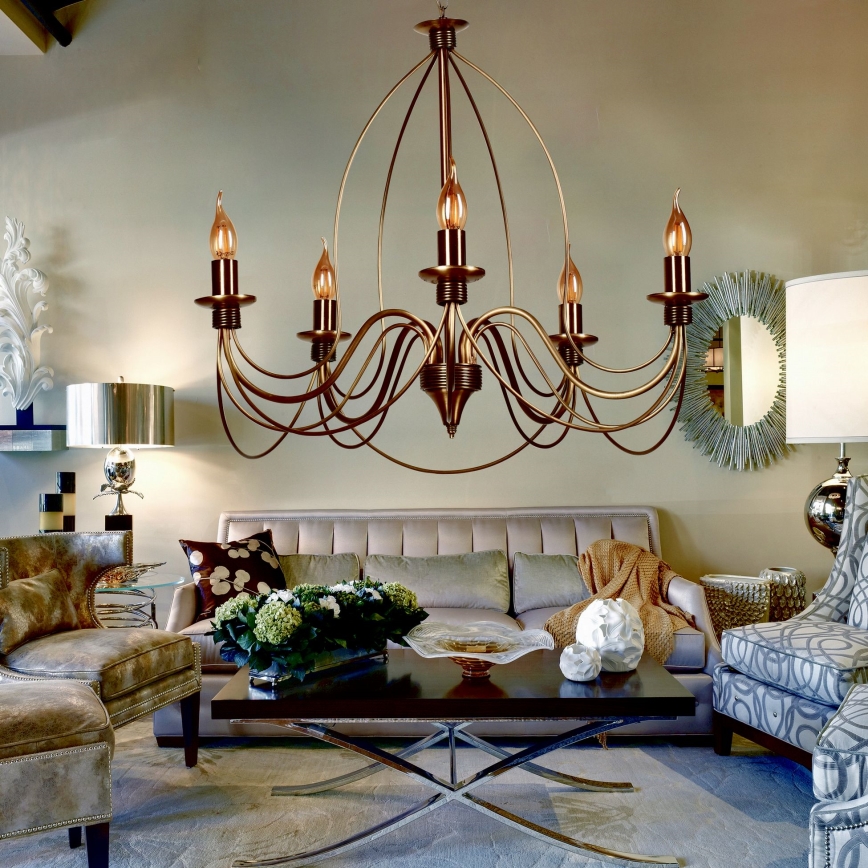 Lestenec na verigi CLASSIC 5xE14/40W/230V bronast