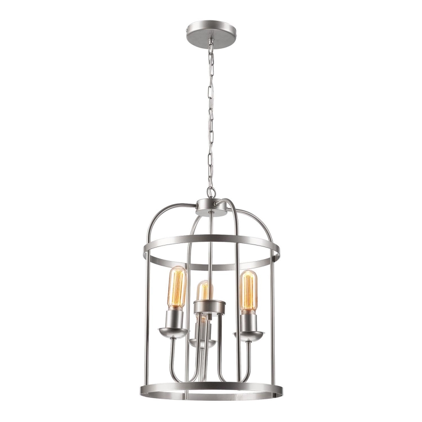 Lestenec na verigi CONSTANTINE 3xE27/60W/230V mat krom