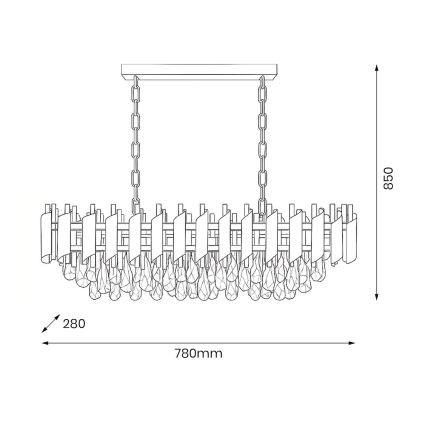Lestenec na verigi CRISTAL 10xE14/10W/230V črna/zlata
