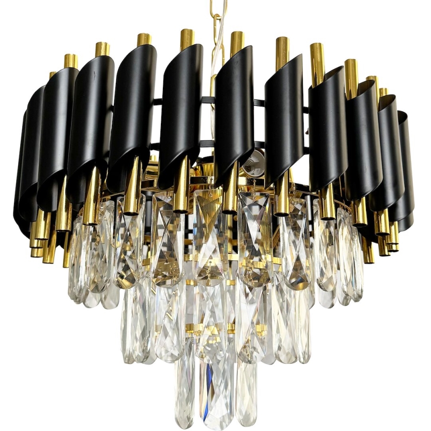 Lestenec na verigi CRISTAL 5xE14/40W/230V zlata/črna