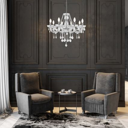 Lestenec na verigi CRISTALLO 8xE14/60W/230V sijajni krom