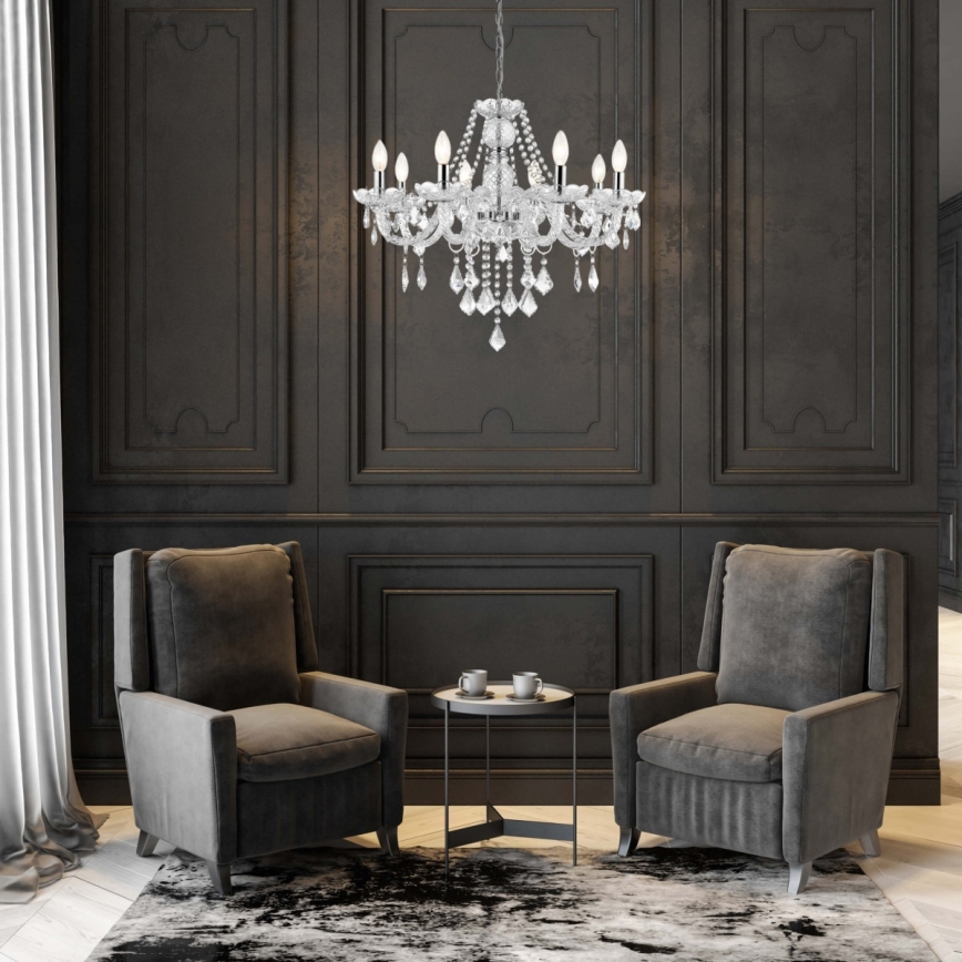 Lestenec na verigi CRISTALLO 8xE14/60W/230V sijajni krom