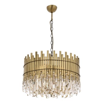 Lestenec na verigi CRYSTALLINE, 8xE27/40W/230V, premer 60 cm, medenina