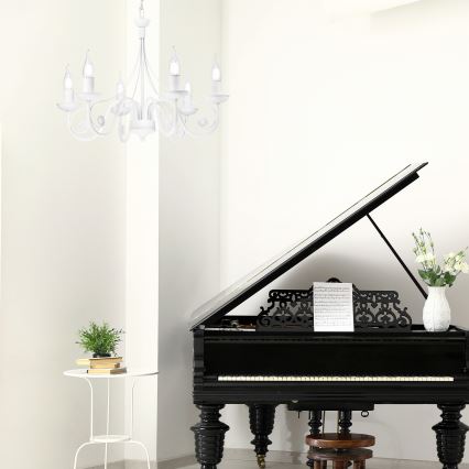 Lestenec na verigi DONATO 6xE14/40W/230V bela