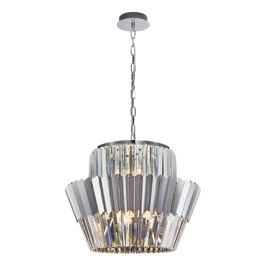 Lestenec na verigi DONNA 12xE14/40W/230V pr. 55 cm mat krom