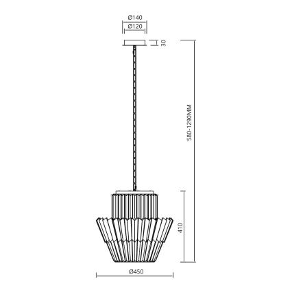 Lestenec na verigi DONNA 9xE14/40W/230V pr. 45 cm mat krom