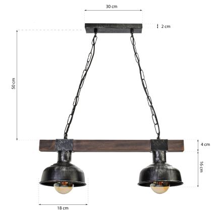 Lestenec na verigi FARO 2xE27/60W/230V