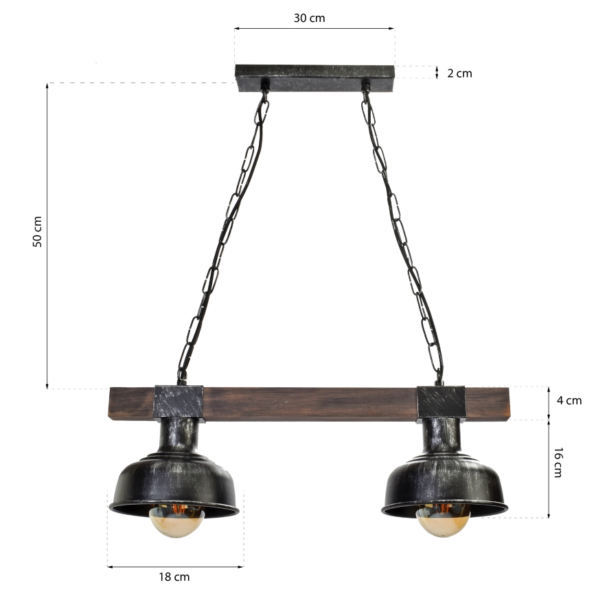 Lestenec na verigi FARO 2xE27/60W/230V