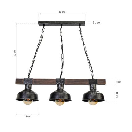 Lestenec na verigi FARO 3xE27/60W/230V
