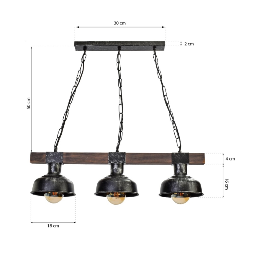 Lestenec na verigi FARO 3xE27/60W/230V