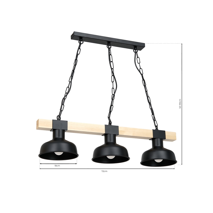 Lestenec na verigi FARO 3xE27/60W/230V