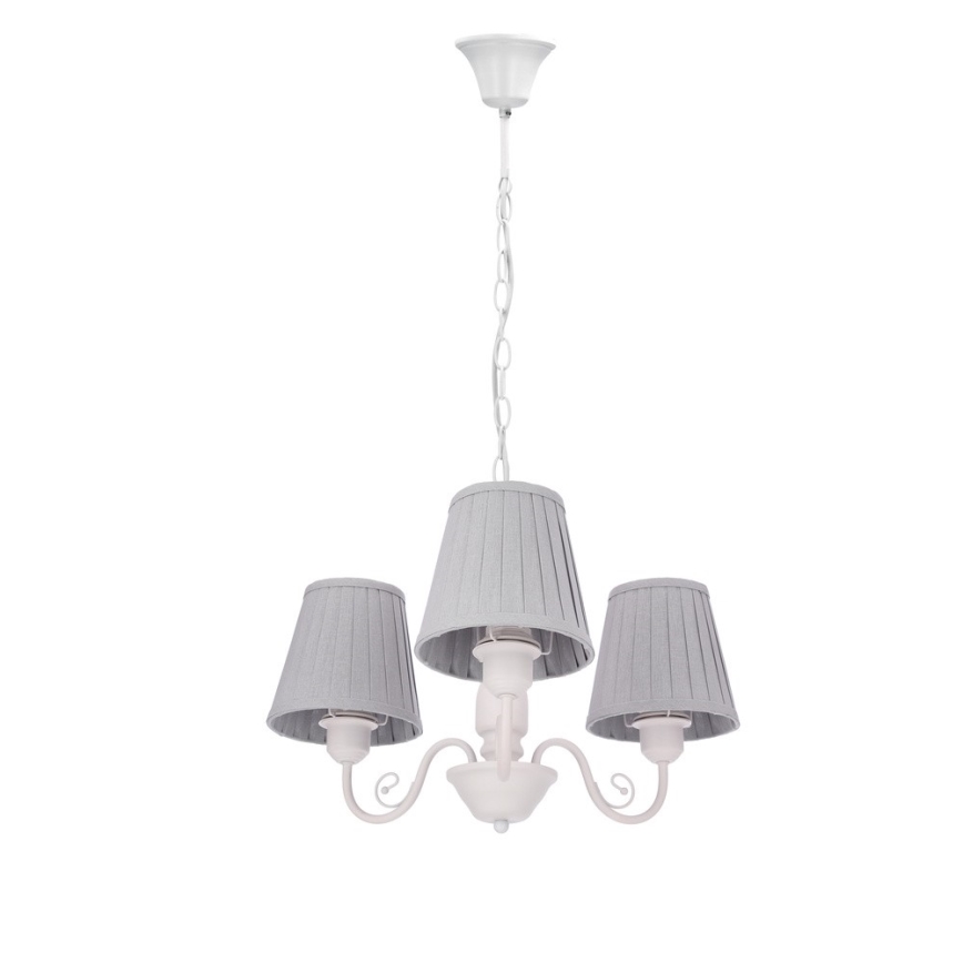 Lestenec na verigi FIREZ 3xE27/40W/230V bela/siva