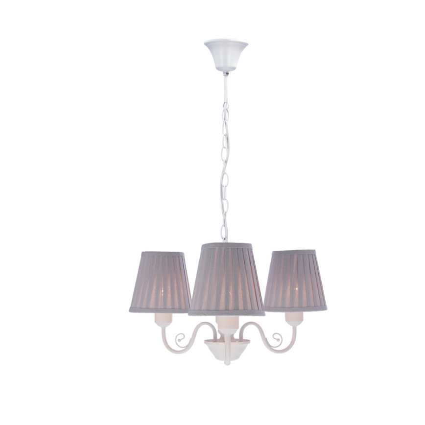 Lestenec na verigi FIREZ 3xE27/40W/230V bela/siva