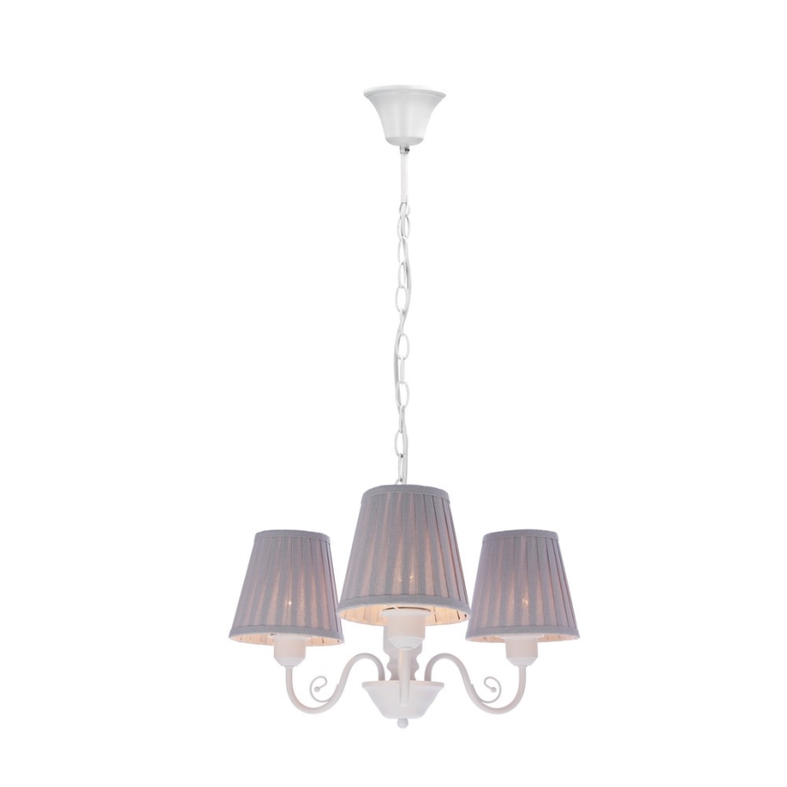 Lestenec na verigi FIREZ 3xE27/40W/230V bela/siva