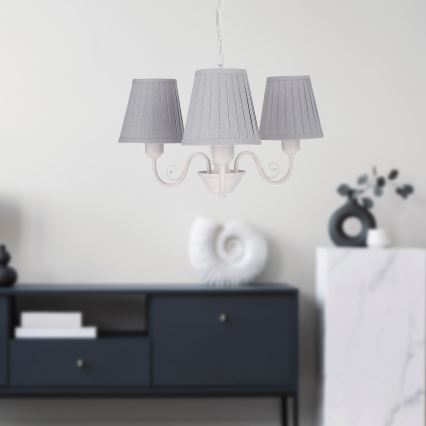 Lestenec na verigi FIREZ 3xE27/40W/230V bela/siva