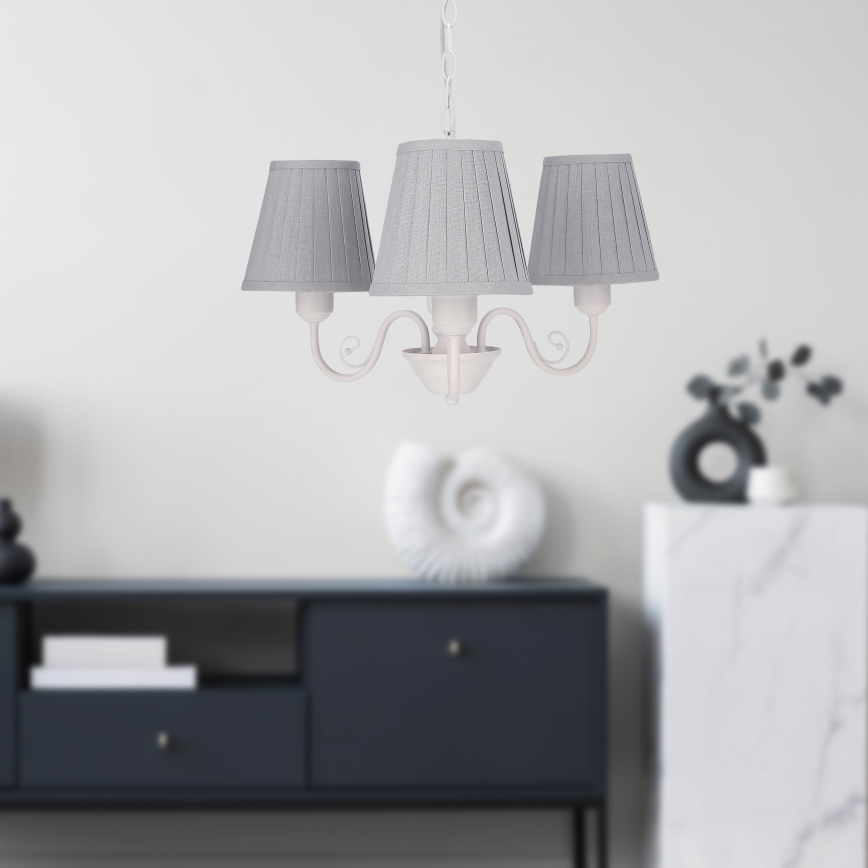 Lestenec na verigi FIREZ 3xE27/40W/230V bela/siva