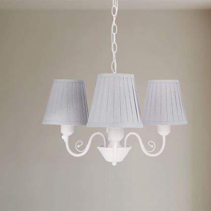 Lestenec na verigi FIREZ 3xE27/40W/230V bela/siva