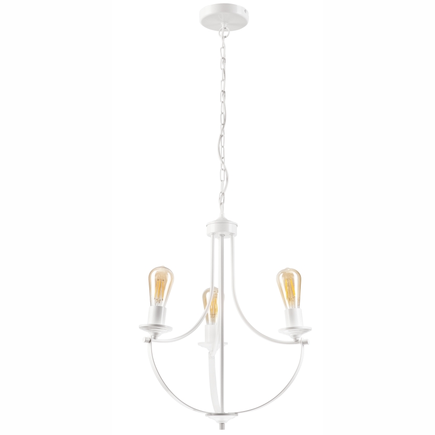 Lestenec na verigi GINA 3xE27/60W/230V bela