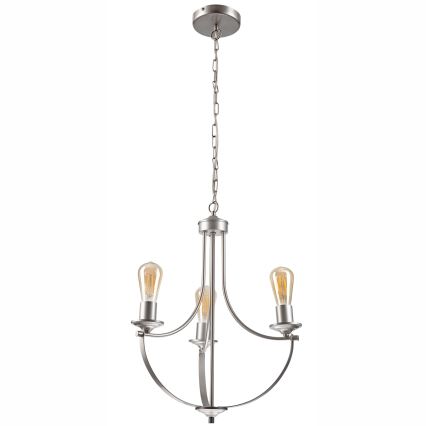 Lestenec na verigi GINA 3xE27/60W/230V mat krom