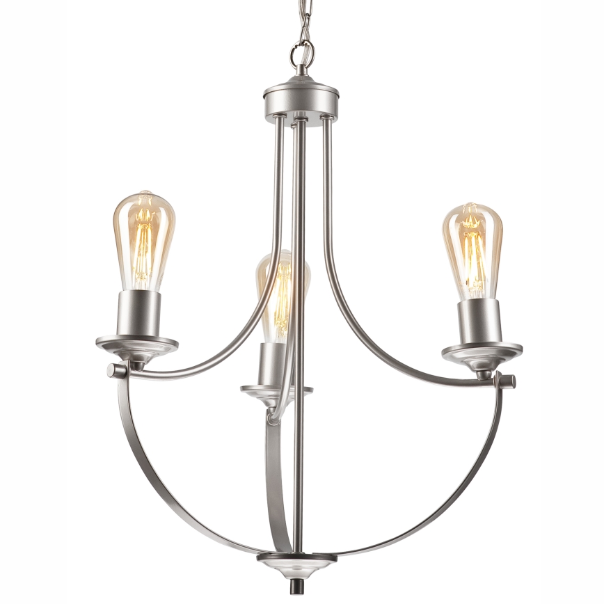 Lestenec na verigi GINA 3xE27/60W/230V mat krom