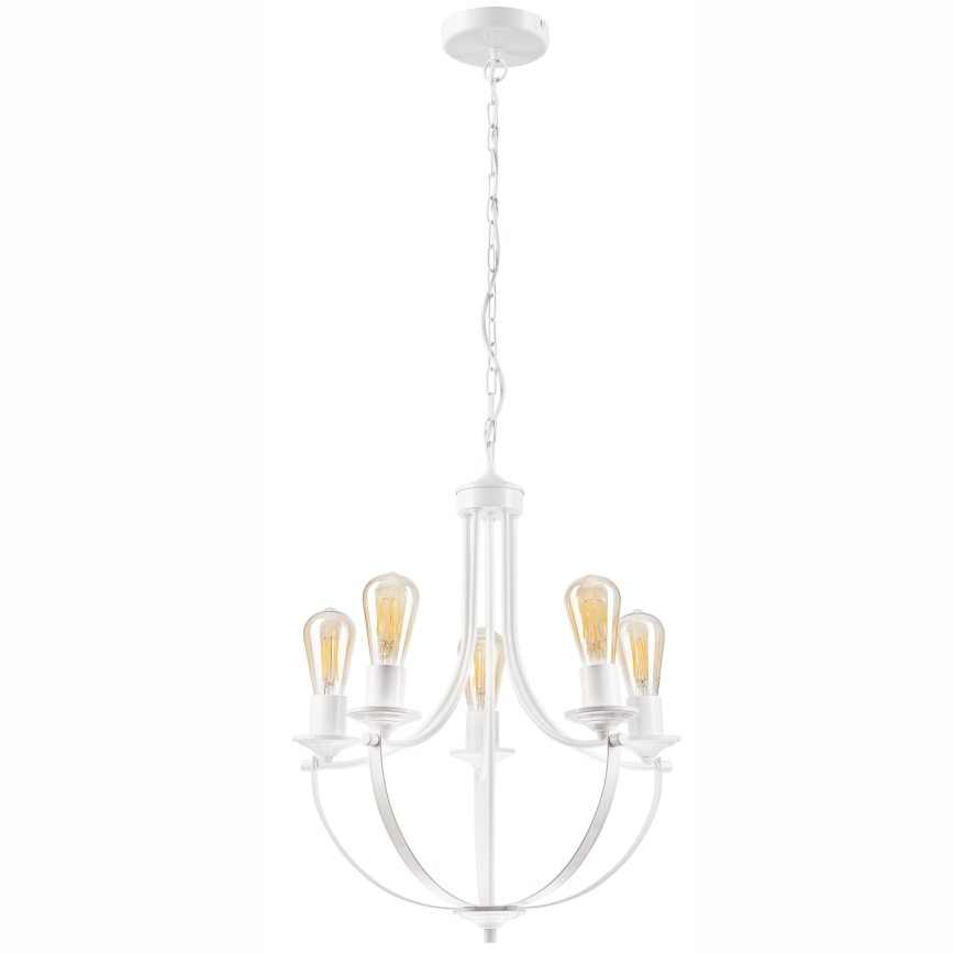 Lestenec na verigi GINA 5xE27/60W/230V bela