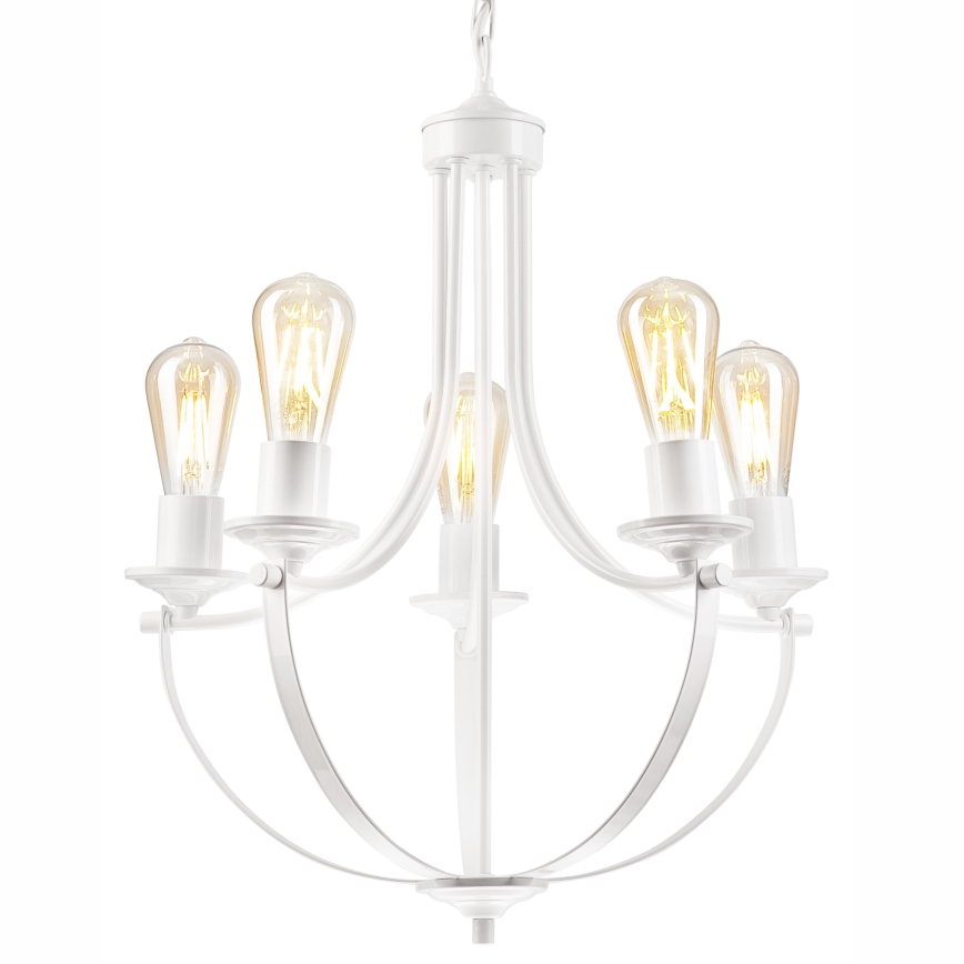 Lestenec na verigi GINA 5xE27/60W/230V bela