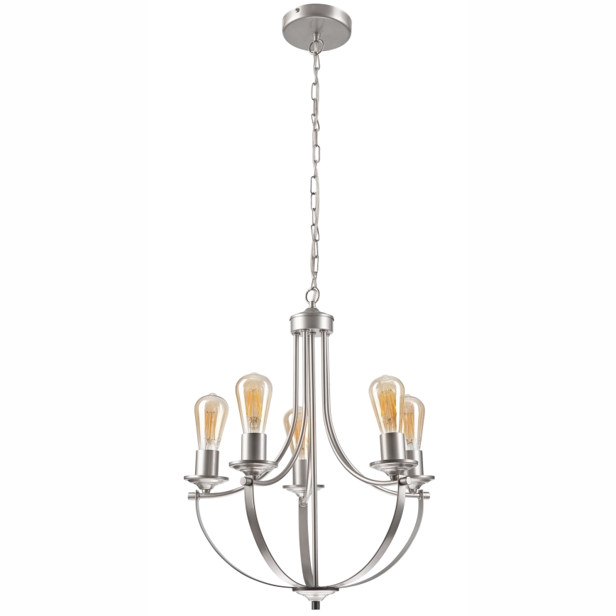 Lestenec na verigi GINA 5xE27/60W/230V mat krom