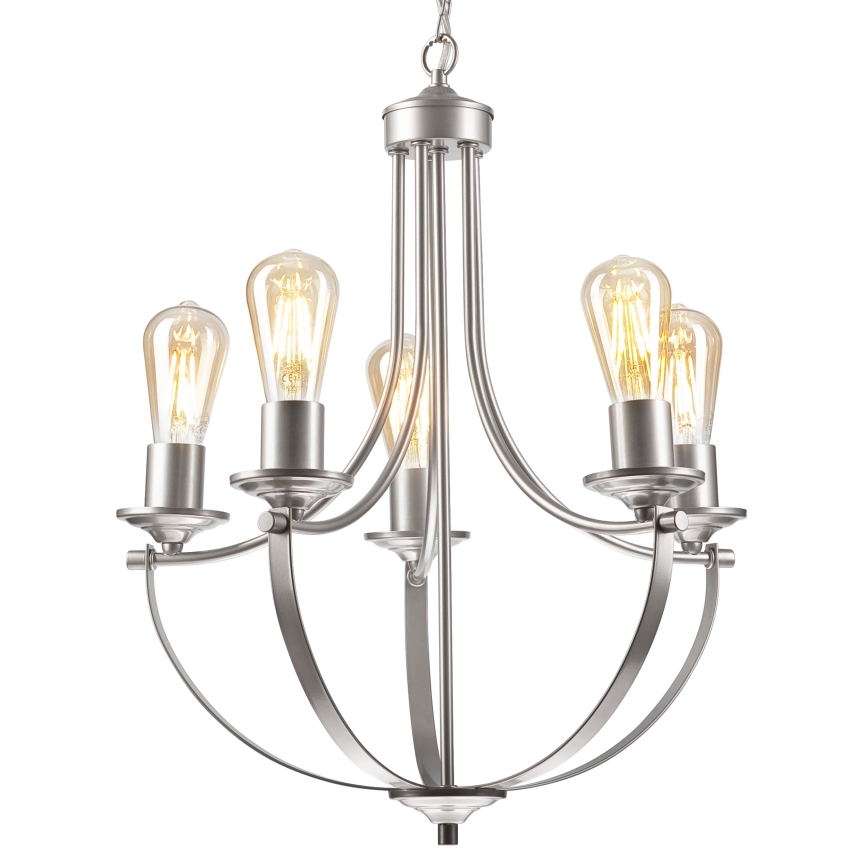 Lestenec na verigi GINA 5xE27/60W/230V mat krom
