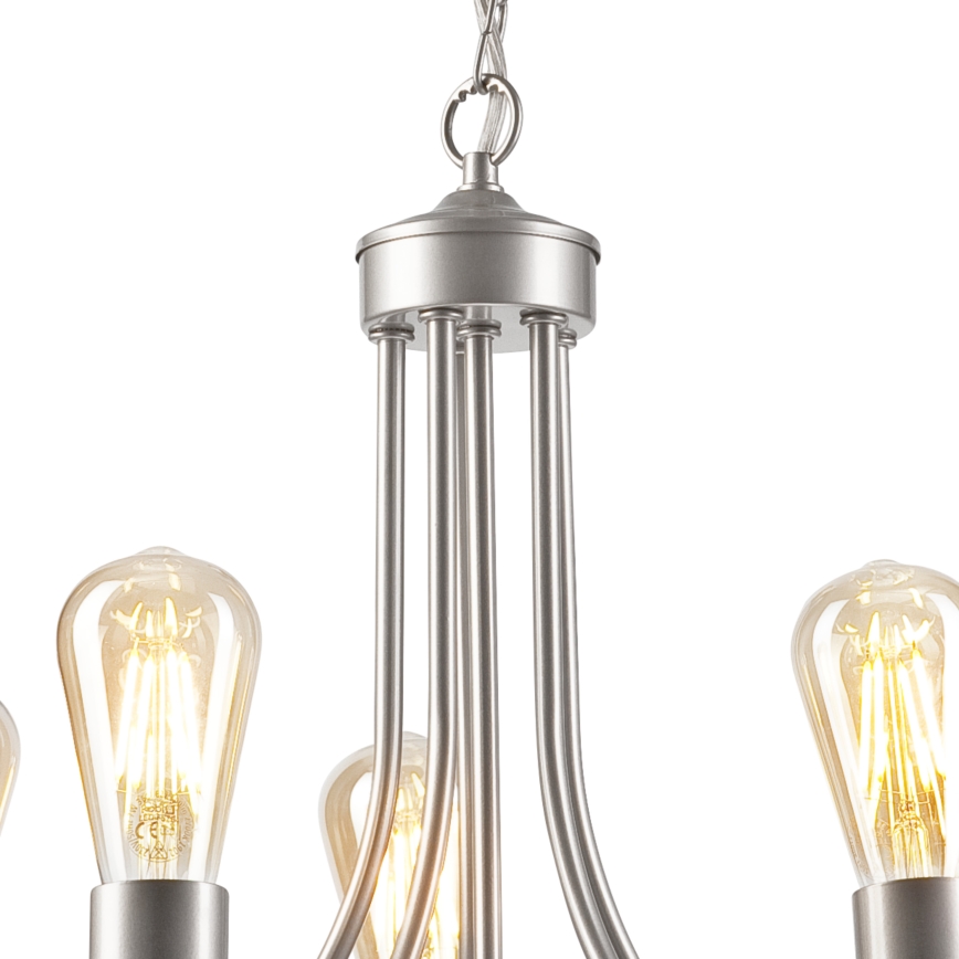 Lestenec na verigi GINA 5xE27/60W/230V mat krom