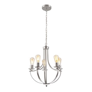 Lestenec na verigi GINA 5xE27/60W/230V mat krom