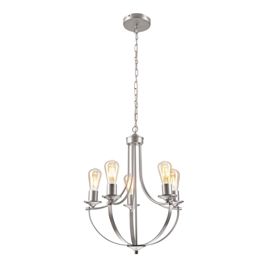 Lestenec na verigi GINA 5xE27/60W/230V mat krom