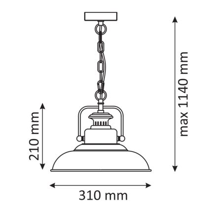 Lestenec na verigi ICELAND 1xE27/20W/230V