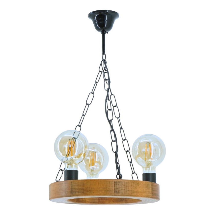 Lestenec na verigi IOS 3xE27/60W/230V pr. 30 cm bukev