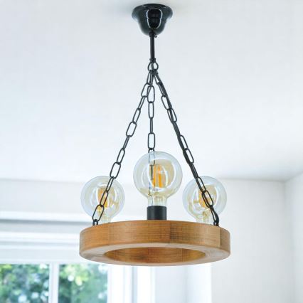 Lestenec na verigi IOS 3xE27/60W/230V pr. 30 cm bukev