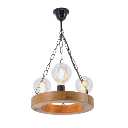 Lestenec na verigi IOS 3xE27/60W/230V pr. 30 cm bukev