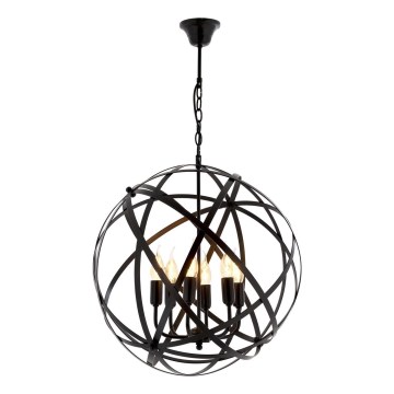 Lestenec na verigi IRONBALL 6xE27/40W/230V črn