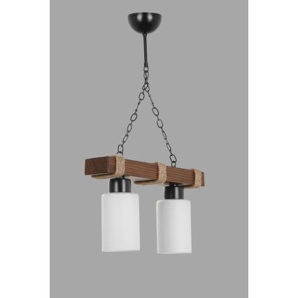Lestenec na verigi JASMIN 2xE27/40W/230V rjava/bela