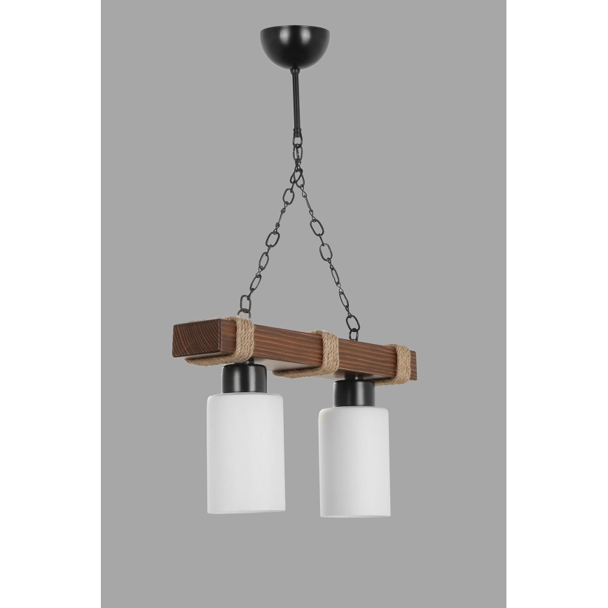Lestenec na verigi JASMIN 2xE27/40W/230V rjava/bela