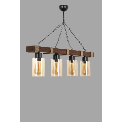 Lestenec na verigi JASMIN 4xE27/40W/230V rjav/bež