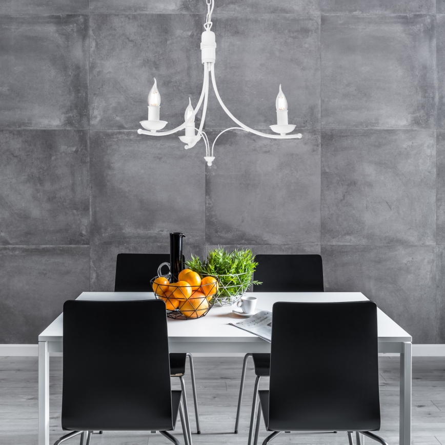 Lestenec na verigi LUCY 3xE14/60W/230V bela