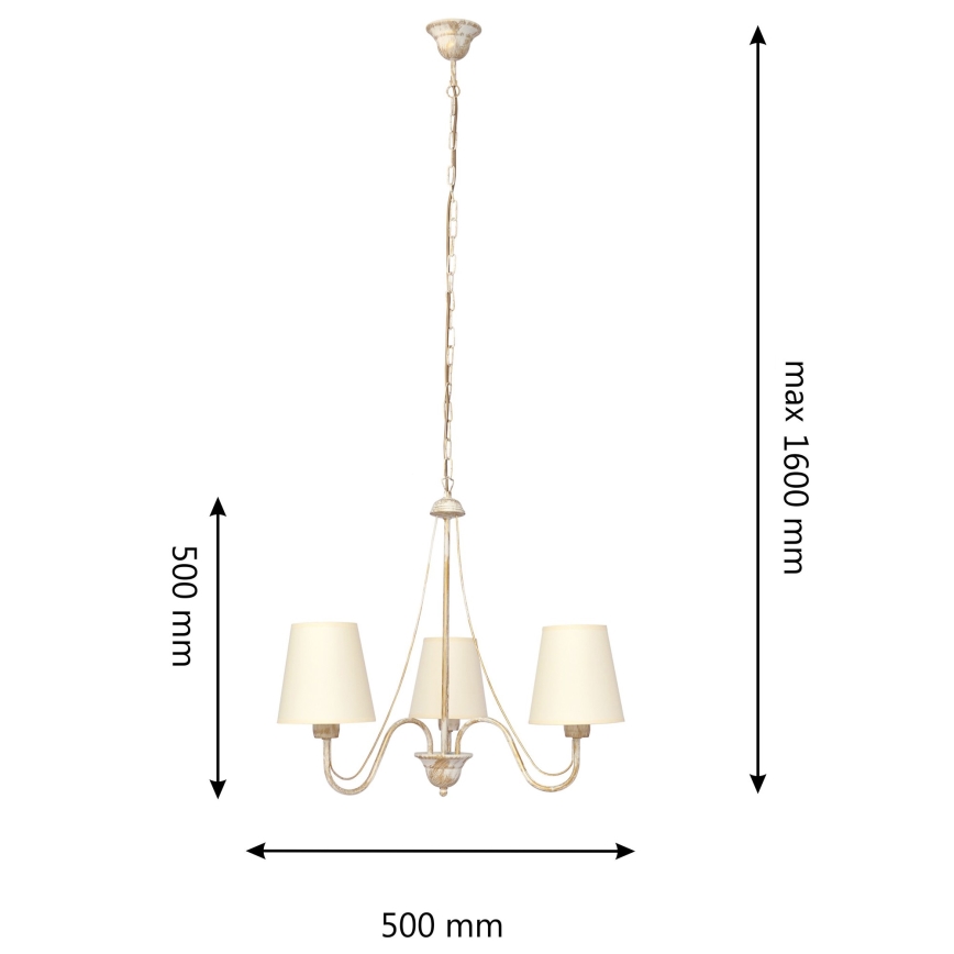 Lestenec na verigi MALBO 3xE27/15W/230V bež