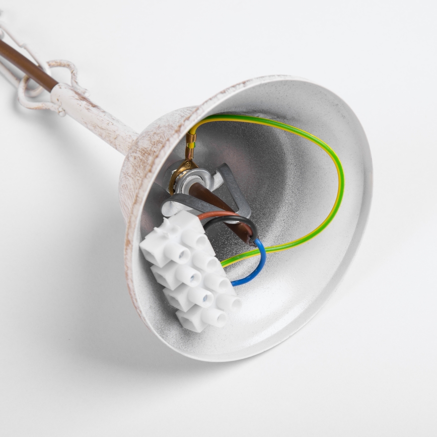 Lestenec na verigi MALBO 8xE14/10W/230V bela/zlata/patina