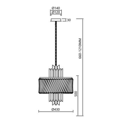 Lestenec na verigi MARGOT 6xE14/40W/230V krom