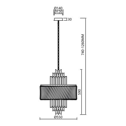 Lestenec na verigi MARGOT 9xE14/40W/230V mat krom