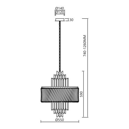 Lestenec na verigi MARGOT 9xE14/40W/230V pr. 55 cm zlata