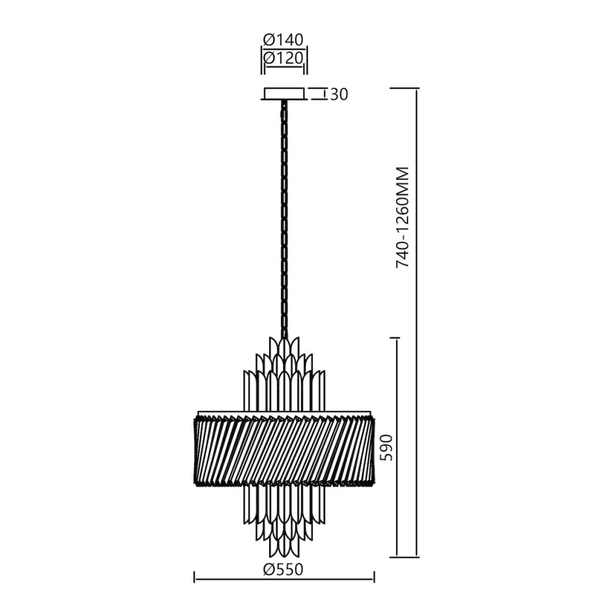Lestenec na verigi MARGOT 9xE14/40W/230V pr. 55 cm zlata