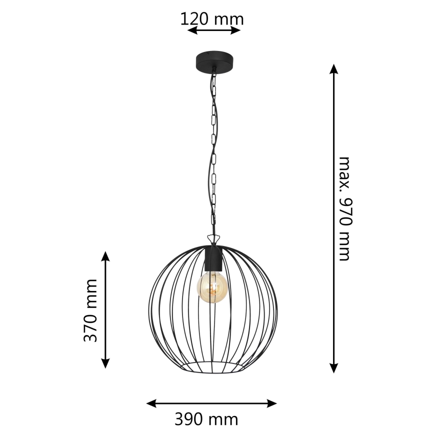 Lestenec na verigi MERCURE 1xE27/15W/230V črna